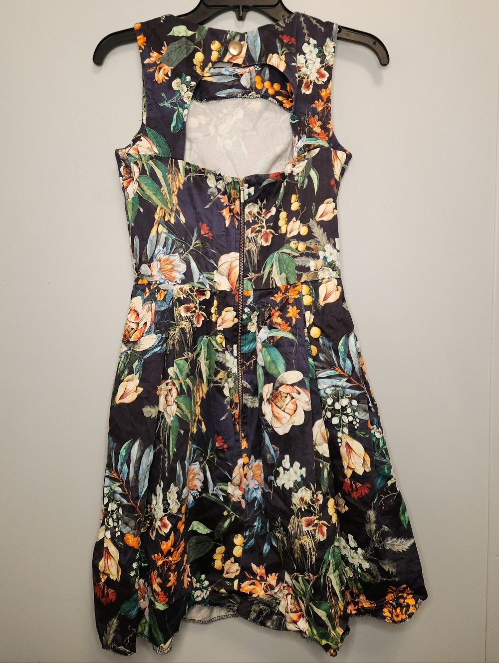 Closet Floral Fit-and-Flare Dress in Navy Size 8UK - Picture 8 of 16